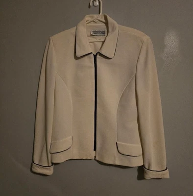 Jessica Howard White Women's Zipper Collared Jacket Size 16 - Image 1 of 4