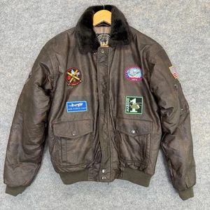 Ronald Reagan Library Bomber Fliegerjacke Jungen XL 14/16 Kunstleder Patchwork - Bild 1 von 17