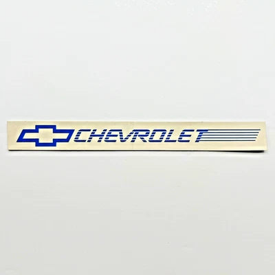 Vintage Official Chevrolet Blue Sticker Decal 7.75” X .75” Bow tie Logo - Image 1 of 4