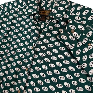 Vintage Eddie Bauer Button Shirt Womens Medium Green Novelty Print Dogs Outdoors - Picture 1 of 6