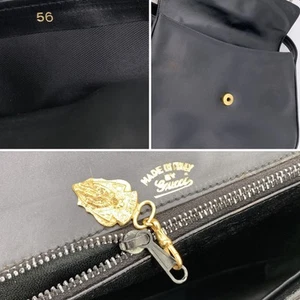 Auténtico Bolso de Hombro Gucci Vintage Cuero Negro GG Recortado Solapa - Imagen 1 de 1