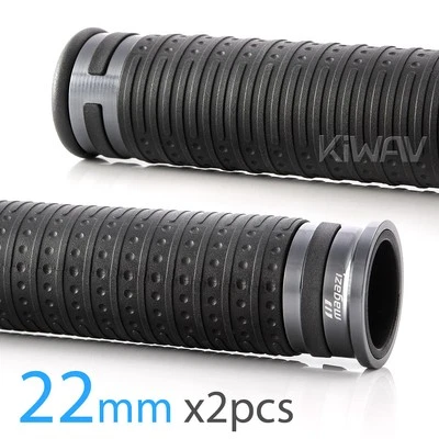 Empuñaduras de manillar Cyber negro TPR + gris oscuro metal 22mm x2 ciclomotor bicicleta Foto 1 de 4