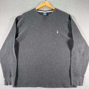 Vintage Polo Ralph Lauren Sleepwear Knit Long Sleeve Shirt Mens 2XL Gray Comfort - Picture 1 of 10