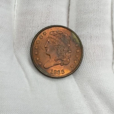 1833-P Classic Head Half Cent Early US 1/2 Coin Philadelphia Copper TONED - Image 1 of 4