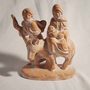 Nativity Ceramic Figurine Statue Joseph Mary and Baby Jesus on Donkey Christmas - Picture 1 of 5
