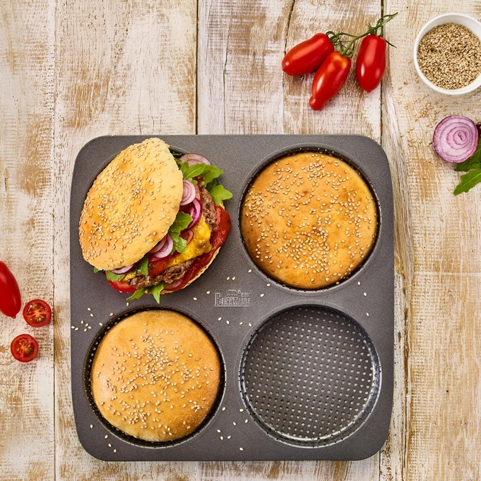 210387 Laib und Seele Burger Brötchen Blech 4- fach