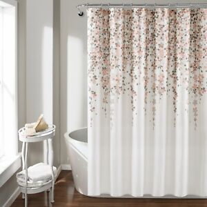 Lush Decor Weeping Flower Fabric Shower Curtain Floral print 72 x 72 Blush