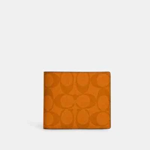 Coach Men's CA001 3 In 1 Wallet Signature LIGHT ORANGE Multi Color Block NWT - Picture 1 of 2