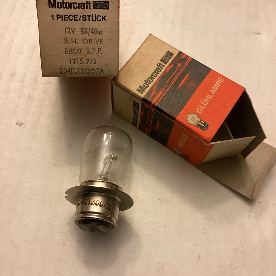 Британские лампы для фар Ford Lotus Cortina Escort GT40 NOS Motorcraft 50/40 Вт 1966 г. - Изображение 1 из 4