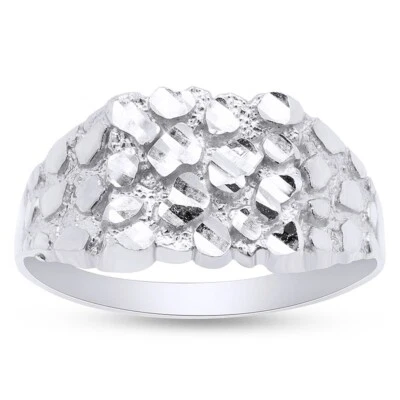 Anillo de compromiso cuadrado pepita grande para hombre banda oro macizo real de 10 k Foto 1 de 4