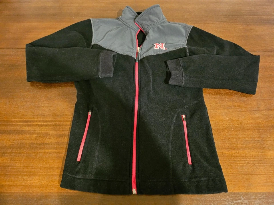 Bolsos femininos de lã Colosseum Nebraska Huskers G preto vermelho com zíper completo - Imagem 1 de 4