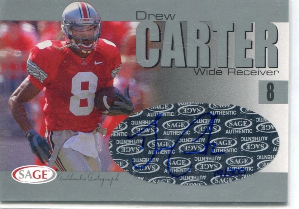 2004 Sage - DREW CARTER - Silver Autograph  - OHIO STATE BUCKEYES #d 19/300 - Image 1 of 1