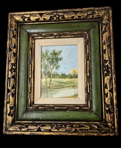 Mary Bernard Mid Century original signiertes Ölgemälde mehrlagig verzierter Rahmen - Bild 1 von 8