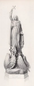 Grabado bíblico de Mary Grant de 1800 "Santa Margarita derrota al dragón" certificado de autenticidad enmarcado - Imagen 1 de 2