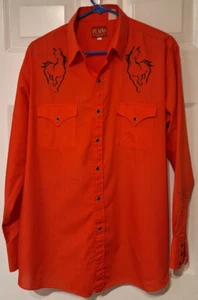 Camisa Plains Western Wear Para Hombres L Bordada Caballo Perla A Presión Vaquero Rodeo Roja - Imagen 1 de 8