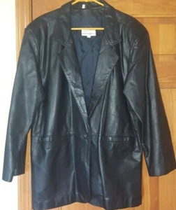 Leather By Tibor Leather Coat Black w/ Black Lining Mens Large - Picture 1 of 8