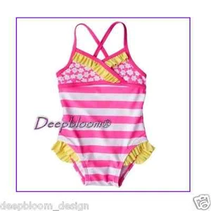 GOLDBUG SWIM SUIT SWIMWEAR GIRLS SZ 0 6 12 M STRIPED PINK NEW - Picture 1 of 1