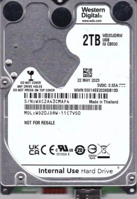 WD20JDRW-11C7VS0 s/n: WXC2A4 MAY/2023 Thailand 2TB USB 3.0 2.5" WESTERN DIGITAL - Image 1 of 4