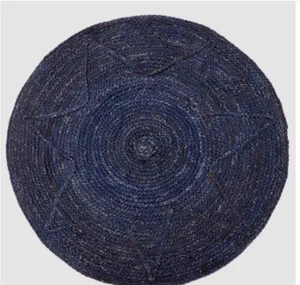 Rug Star Design Natural Jute Hand Braided Blue Rug Living Area Modern Carpet - Picture 1 of 3