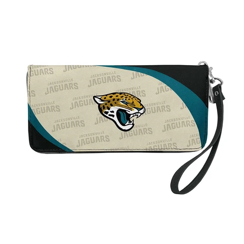 NWT NFL Jacksonville Jaguars Women Synthetic Leather Curve Zip Organizer Wallet Cover