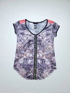 Camiseta Custo Barcelona Fina Bordada Cuentas Poliéster Viscosa Mujer Talla L - Imagen 1 de 11