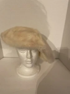 Vintage Vincent & Bill New York White Mink Beret/Tam Hat - Picture 1 of 7