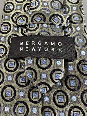 Bergamo New York Necktie Tie Men Geometric 100% Polyester Hand Made - Image 1 of 4