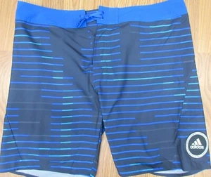 ADIDAS PANTALONCINI DA BAGNO SENZA FODERA POLIESTERE BLU E GRIGIO SCURO taglia 38 - Foto 1 di 4