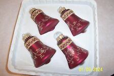 Vintage Krebs Christmas Glass Ornaments, Red ? Bells with Glitter