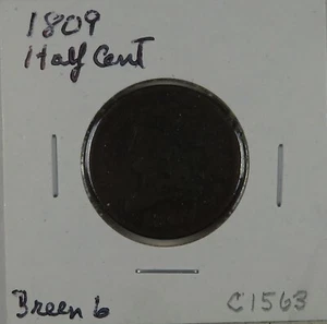 C1563 United States Half Cent 1809, Breen 6 - Picture 1 of 4
