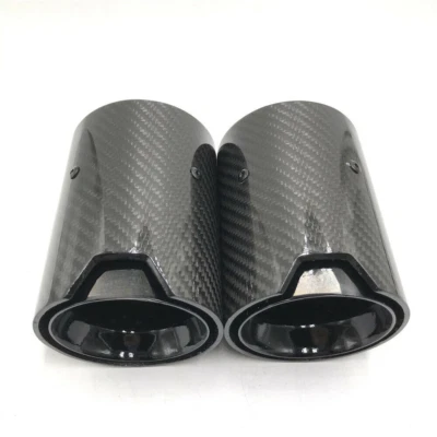 Tubo de escape de fibra de carbono negro brillante 2 piezas apto para puntas BMW M2 M3 M4 Foto 1 de 4