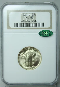1924-D Standing Liberty Quarter 25C NGC MS 65 Green CAC #9006 - Picture 1 of 4