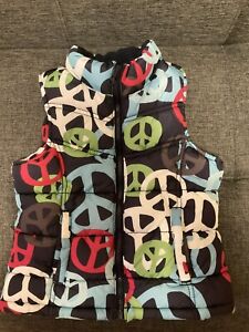 Old Navy Peace Sign Puffer Vest Girls S 6-7