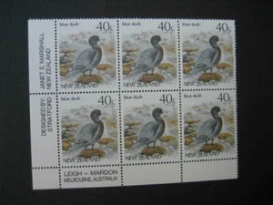 NEW ZEALAND NHM PLATE BLOCK-1987 40c BLUE DUCK(original issue) SG 1289 - Picture 1 of 1