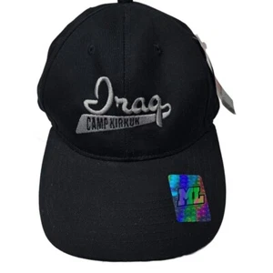 Iraq Camp Kirkuk Hat Mens Black Military War Cap Vintage 2000s Soldier NWT - Imagen 1 de 7
