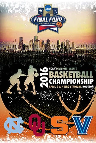 NCAA Basketball FINAL FOUR 2016 Official 4-Team 24x36 POSTER Villanova, UNC ++ Cover