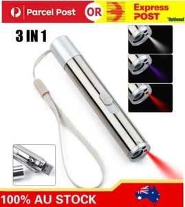 3 in 1 Multi Function Premium Cat Toy Laser Pointer USB Charging LED Torch Light - Picture 1 of 11