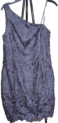 Vestido de Cóctel ADRIANNA PAPELL Gris Crochet Encaje Talla 14 NUEVO CON ETIQUETAS $210.00 ¡GUAU!   Foto 1 de 4