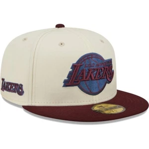 New Era Los Angeles Lakers Cream Color Pop 5950 Hat Size 7 1/8 Gray UV - Picture 1 of 5