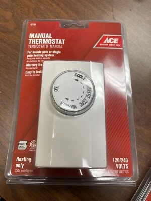 ACE 42727 MANUAL THERMOSTAT (HEATING ONLY) FOR DOUBLE OR SINGLE POLE 120/240V - Image 1 of 3