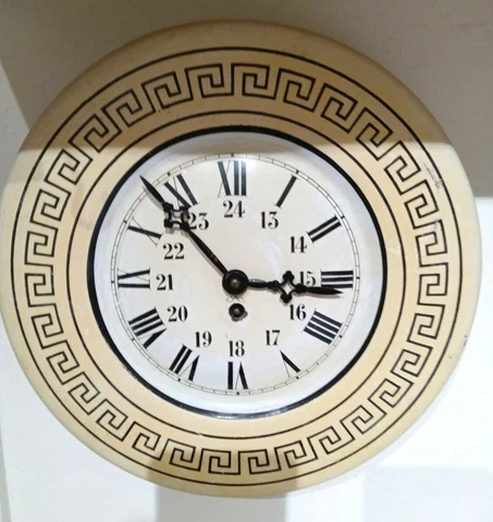 ANTIQUE FACTORY INDUSTRIAL FRENCH JAPY FRERES TIC-TAC KEY WIND TIN WALL CLOCK Cover