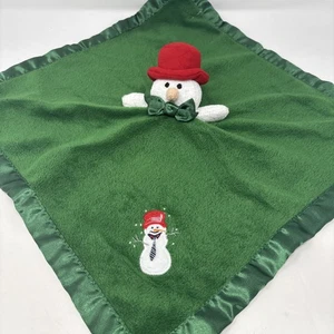 Blankets & Beyond Green Lovey Holiday Schneemann Plüsch Sicherheitsdecke Satinborte - Bild 1 von 13