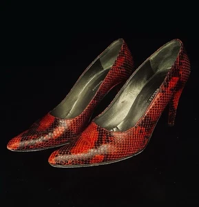 Sesto Meucci Womens Red Faux Snakeskin 3” Heels - Size 9.5 - Picture 1 of 8