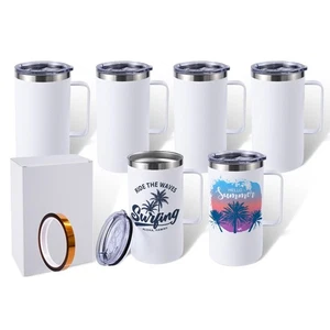 Tazas de café de sublimación de 24 oz con mango recto mate tazas de café de viaje en... - Imagen 1 de 9