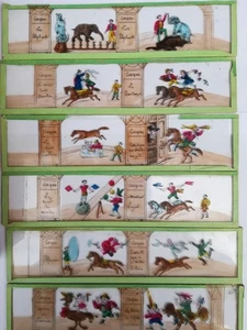 Série de 12 plaques en verre Lanterne Magique sur le cirque | Bon état - Picture 1 of 3