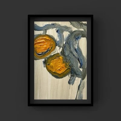 Arte vintage Moody arte clementinas mandarinas pintura al óleo mandarín árbol arte de pared Foto 1 de 4