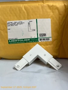 Lightolier Track Lighting Basic Track 6050WH "L" Connector Fitting Matte White - Picture 1 of 2