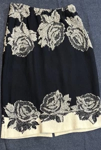 Falda Floral Diseñador ST. JOHN Azul Marino Talla 14 EE. UU. Elegante Cintura Elástica Comodidad - Imagen 1 de 17