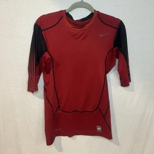 Nike Pro Combat Compression Shirt Uomo Large Dri-Fit Rosso Nero Activewear - Foto 1 di 8