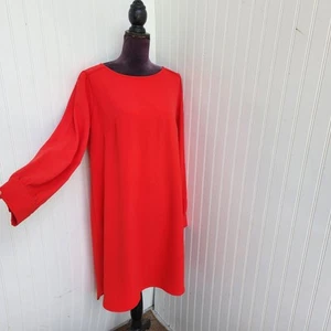 J Crew Dress Women Shift Knit Long Button Cuff Sleeve Red Classic Formal 12 Tall - Picture 1 of 14